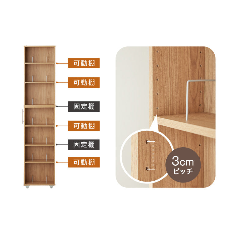 本棚 スライド スリム 2列 大容量 キャスター付き スライド本棚 書棚 隙間 収納 省スペース コンパクト コミックラック CDラック おしゃれ 省スペース 北欧 シンプル 収納ラック 隠せる