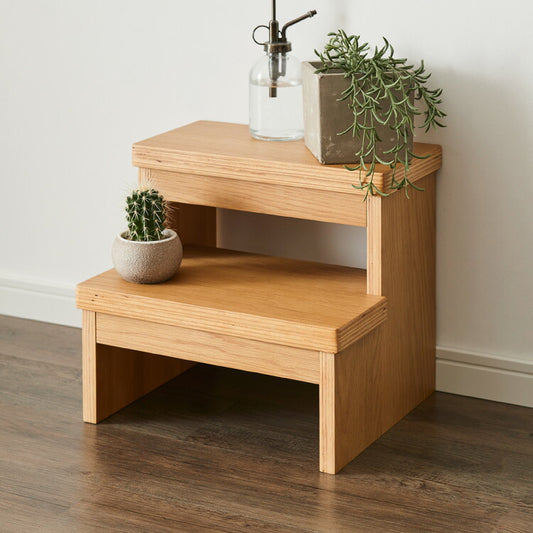 木製2段踏み台 ステップ台 子ども 子供 手洗い 脚立 木目 飾り棚 プランター台 踏み台 おしゃれ 2段 スツール 洗面所 手洗い 玄関 壁 猫 ナチュラル雑貨 ディスプレイラック キッズチェア チェアー(代引不可)