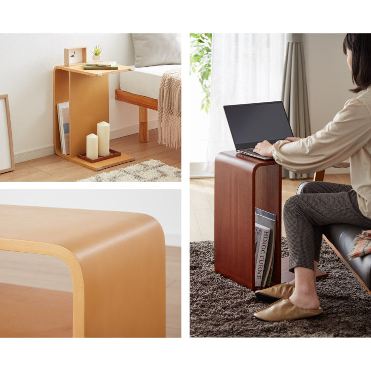 棚付き 2WAY コの字サイドテーブル 幅55cm センターテーブル サイドテーブル 完成品 木製 天然木 テーブル ローテーブル 机 リビングテーブル ミニテーブル コーヒーテーブル ナイトテーブル