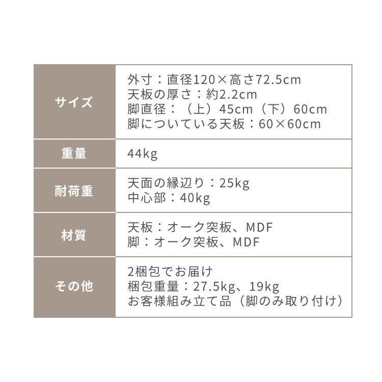 円形 ダイニングテーブル 120 丸型 テーブル 単品 直径120cm 4人掛け 丸テーブル 円形テーブル ダイニング テーブルのみ 円卓 木 木製 木目 カフェ デザイナーズ 4人 4人用 北欧 おしゃれ(代引不可)