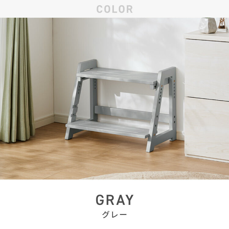 天然木 高さ調整踏み台 2段 幅60cm ステップ&スツール 6段階 ステップ台 ステップ スツール ふみ台 子供 キッズステップ 台 キッズ 子ども 木製 北欧 玄関 キッチン 洗面所 手洗い 子供用踏み台