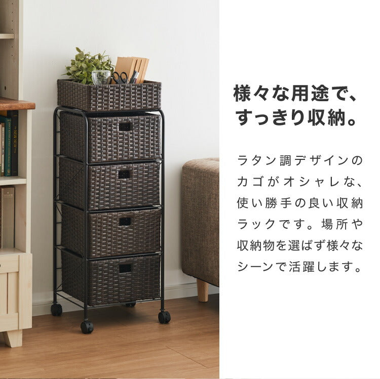 キャスター付きラタン調サニタリー収納 幅35cm スリム 引き出し サニタリーチェスト サニタリー すき間 チェスト ランドリー 棚 ラック チェスト ランドリー収納 収納ボックス キャスターつき