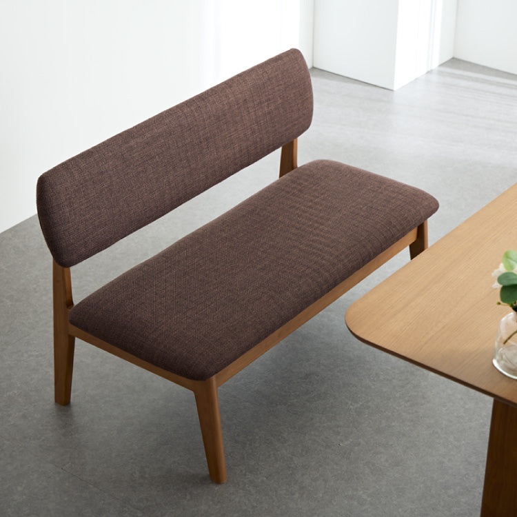 座面高39cm ゆったりダイニングベンチ 幅110 ベンチ ロータイプ 天然木 ファブリック ダイニング ベンチ 背もたれ 2人掛けベンチ 椅子 ダイニングチェア 食卓椅子 食卓チェア ナチュラル【送