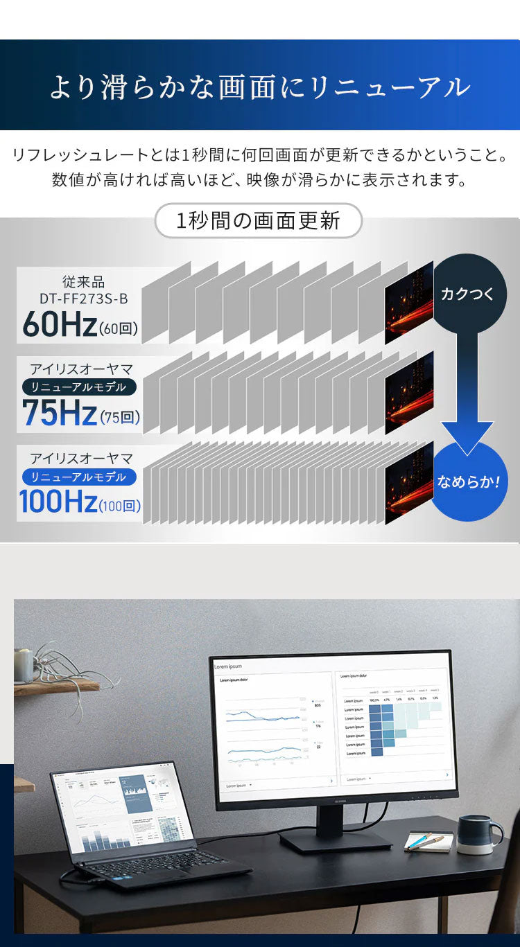 液晶ディスプレイ 27インチ 27V型 モニター 27 ゲーミングモニター ディスプレイ 液晶モニター ワイド 在宅勤務 在宅ワーク リモート 液晶ディスプレイ ブラック アイリスオーヤマ ILD-D27FHT-B