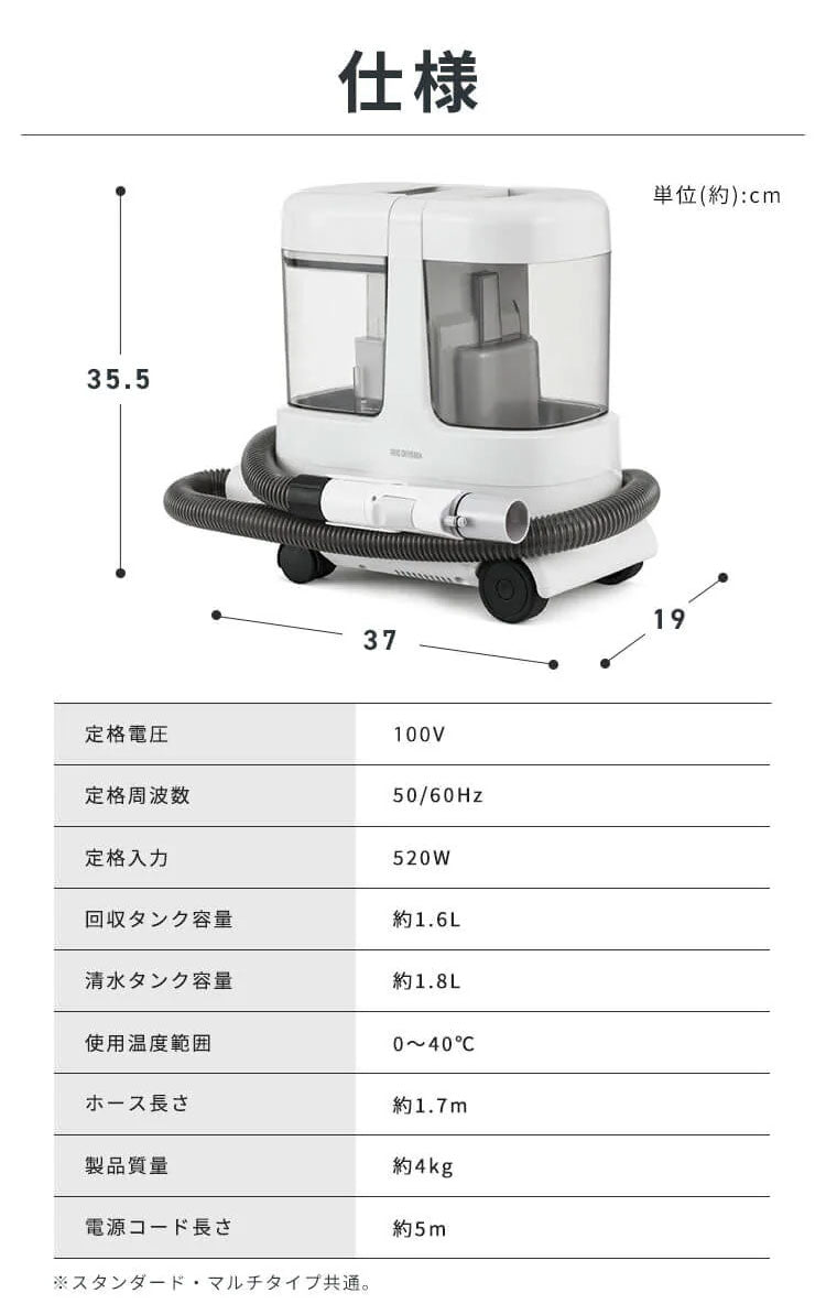 リンサークリーナー 大容量リンサークリーナー アイリスオーヤマ RNS-P1600 グレーホワイト ハンディクリーナー 掃除機 クリーナー