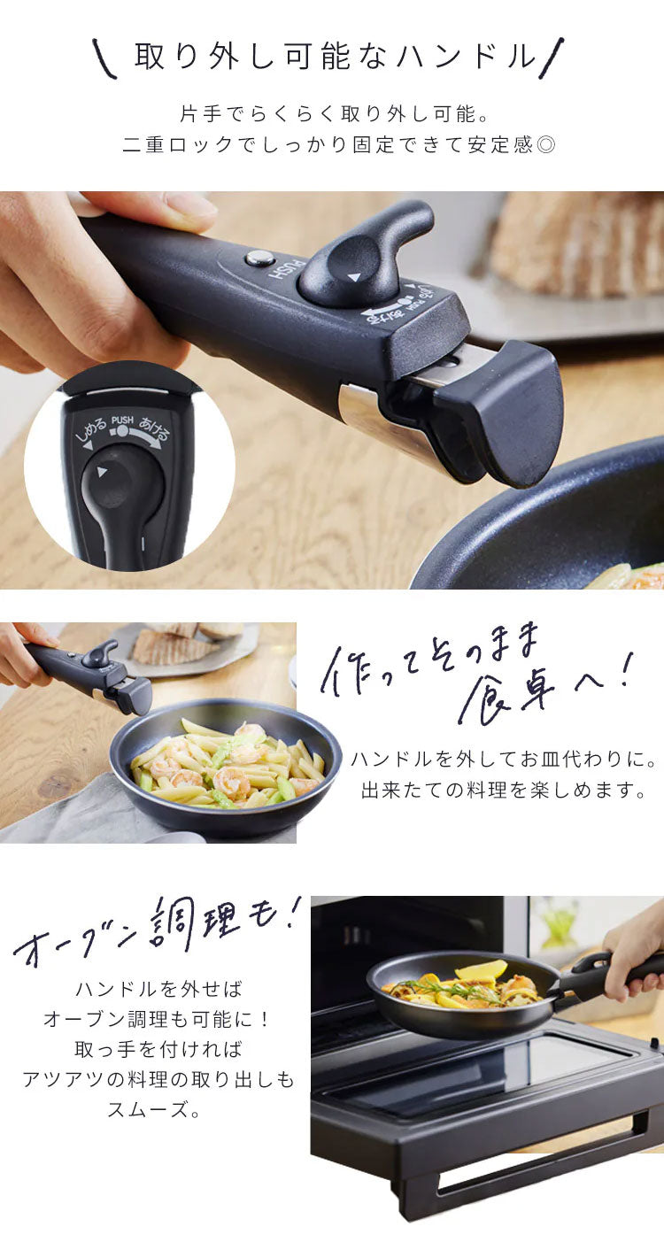 フライパン 9点セット フライパンセット IH/ガス火対応 ダイヤモンドコートパン NTF-SEI9 ブラックメタリック アイリスオーヤマ