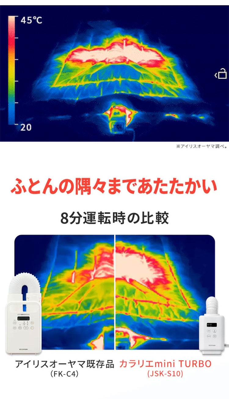 布団乾燥機 アイリスオーヤマ カラリエ mini TURBO ダニ コンパクト 小型 シングルノズル 衣類乾燥 靴乾燥 ハイパワー 湿気 梅雨 対策 ふとん乾燥機 JSK-S10 ホワイト グレージュ ピンク