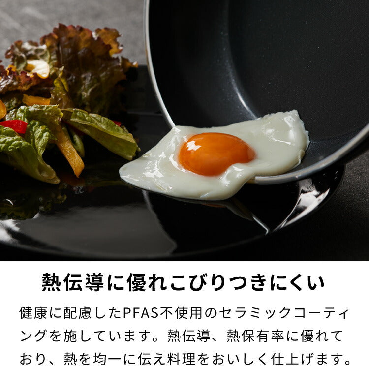 オランダ王室御用達 BK フライパン 20cm セラミックコーティング ガス火 IH オーブン PFASフリー フッ素不使用 黒 ブラック イージーインダクション ビーケー ロイヤル ブランド おしゃれ