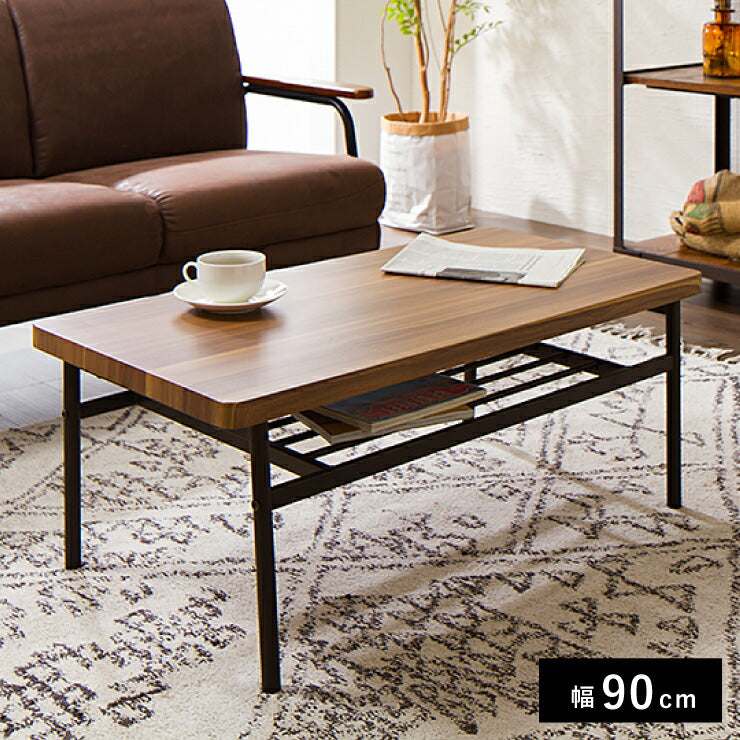 センターテーブル おしゃれ 棚付き 収納 木目 スチール ブラウン リビング テレワーク 在宅勤務 一人暮らし 新生活 テーブル ローテーブル リビングテーブル 座卓 棚付 モダン レトロ 北欧 ヴィンテージ