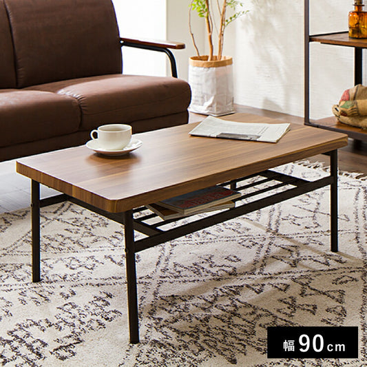 センターテーブル おしゃれ 棚付き 収納 木目 スチール ブラウン リビング テレワーク 在宅勤務 一人暮らし 新生活 テーブル ローテーブル リビングテーブル 座卓 棚付 モダン レトロ 北欧 ヴィンテージ