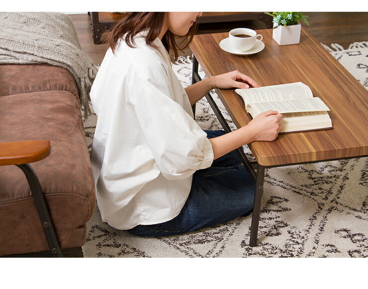 センターテーブル おしゃれ 棚付き 収納 木目 スチール ブラウン リビング テレワーク 在宅勤務 一人暮らし 新生活 テーブル ローテーブル リビングテーブル 座卓 棚付 モダン レトロ 北欧 ヴィンテージ