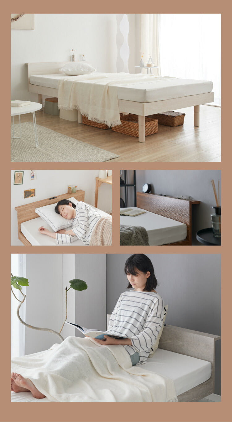 ベッド すのこベッド ダブル メラミン 宮棚 2口コンセント付き ベッドフレーム すのこベッド すのこベット ベット ベットフレーム フレーム コンセント 宮付き 木製 宮棚 宮 北欧