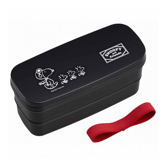 オーエスケー 日本製 スヌーピー ブラック ランチボックス二段 仕切付 上340ml下300ml PW-28K お弁当 ランチOSK