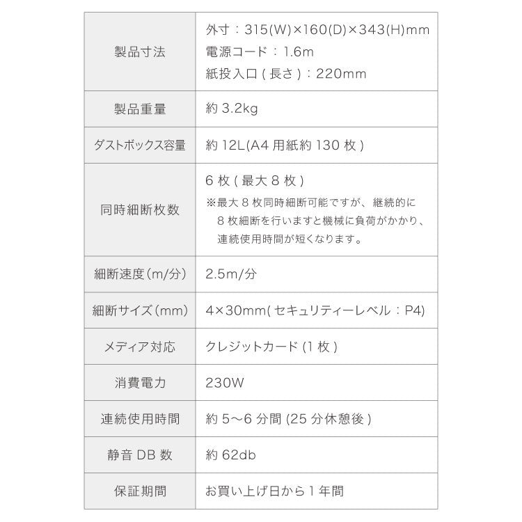 シュレッダー A4 家庭用 クロスカット simplus 静音 ホッチキス カード可 6枚細断 コンパクト 電動 オフィス 業務用 細断 事務 テレワーク 【メーカー保証1年】
