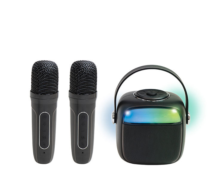 カラオケもできるBluetoothスピーカー カラオケ スピーカー マイク ワイヤレススピーカー Bluetooth イベント 結婚式 アナウンス 二次会 パーティ 車内 司会 音楽 LED ピーナッツクラブ S02BS-002BK