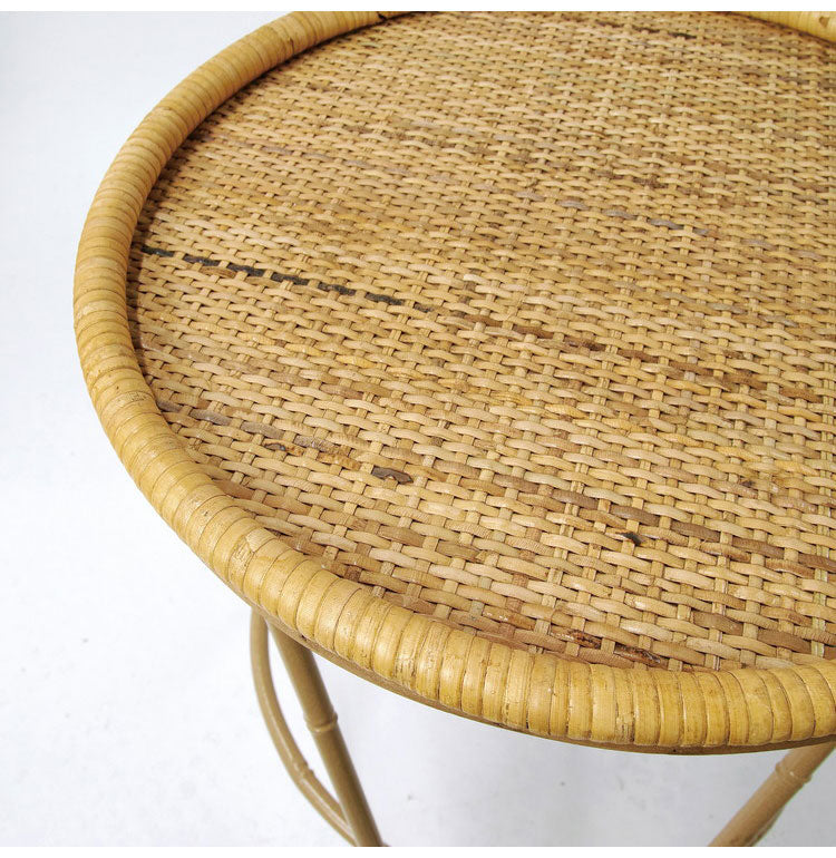 ラタン ラウンドテーブル Lサイズ 天板40cm 高さ54cm サイドテーブル プランター台 ディスプレイテーブル ラック 棚 籐 アジアン家具 韓国インテリア ナチュラル ラタンカントリー おしゃれ