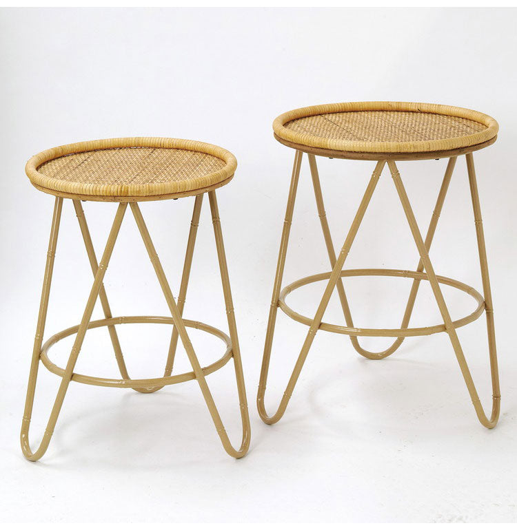 ラタン ラウンドテーブル Lサイズ 天板40cm 高さ54cm サイドテーブル プランター台 ディスプレイテーブル ラック 棚 籐 アジアン家具 韓国インテリア ナチュラル ラタンカントリー おしゃれ