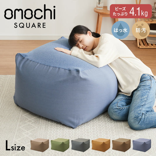ビーズクッション キャンバス生地 65×65×43cm Lサイズ omochi SQUARE 椅子 イス 背もたれ 1人 極小ビーズ カバーリング へたりにくい 低VOC 洗える ソファ フロアソファ