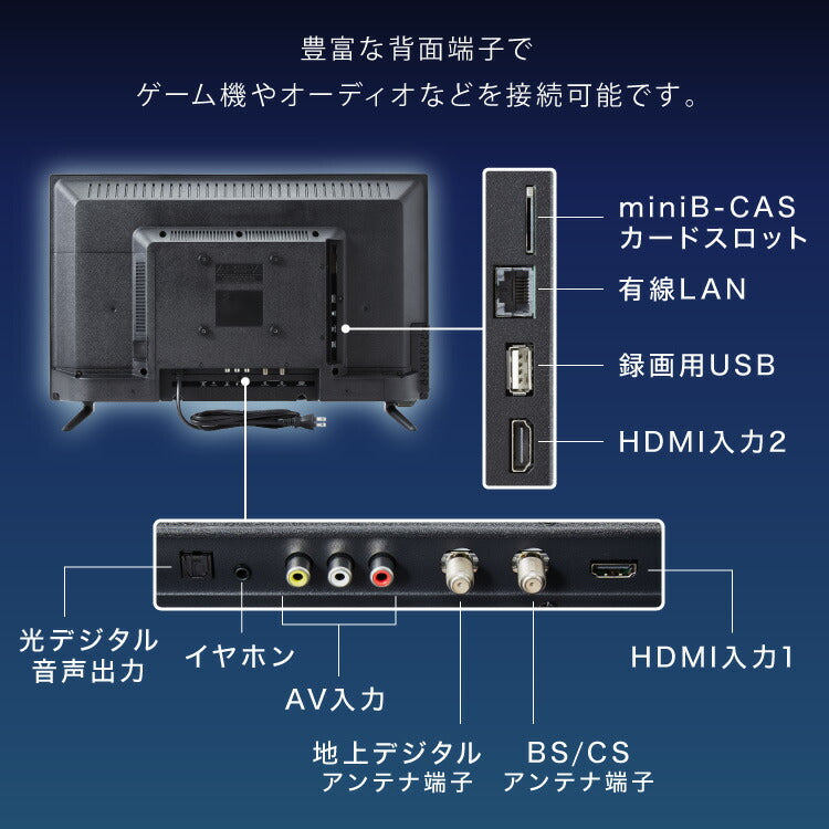 simplus 24インチ 液晶テレビ ダブルチューナー 裏番組 24型 地上・BS・110度CSデジタル ハイビジョン 外付けHDD録画機能 壁掛け HDMI VAパネル シンプラス SP-24TVD-02【メーカー保証1年】