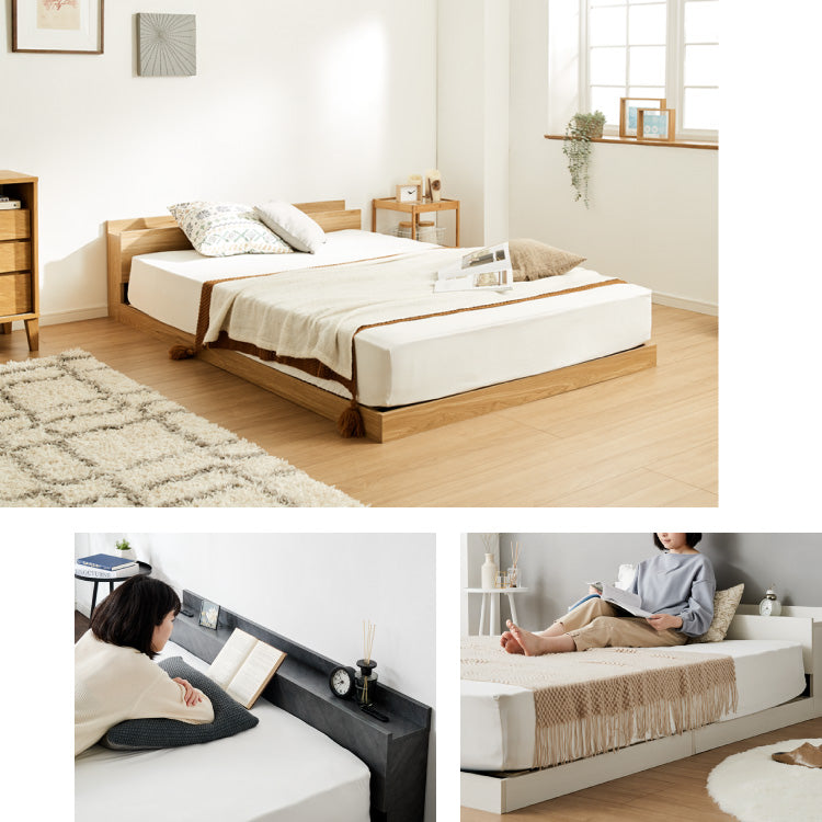 連結金具付き フロアベッド ローベッド ダブル ベッド ベッドフレーム 2口コンセント付き 連結ベッド すのこベッド 宮棚 ロータイプベッド フラット式 フレーム単品 一人暮らし ファミリー