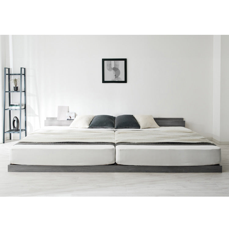 連結金具付き フロアベッド ローベッド ダブル ベッド ベッドフレーム 2口コンセント付き 連結ベッド すのこベッド 宮棚 ロータイプベッド フラット式 フレーム単品 一人暮らし ファミリー